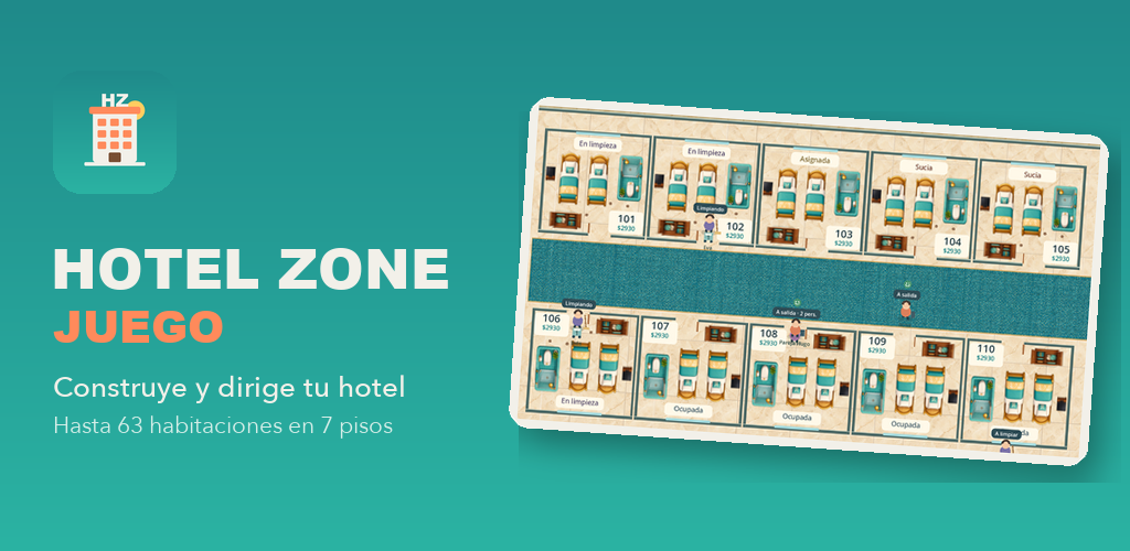 Hotel Zone Juego: construye y dirige tu hotel, con habitaciones que puedes mejorar.