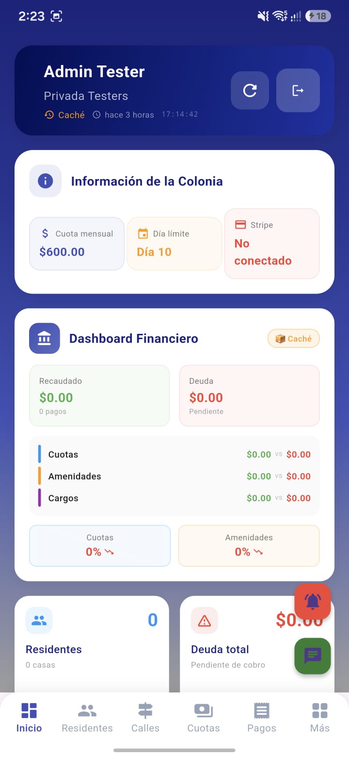 Dashboard financiero del administrador