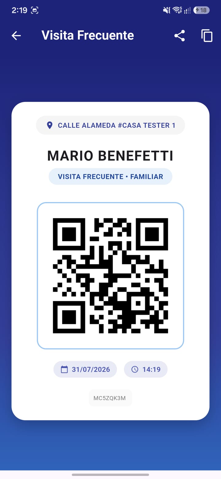 Código QR de una visita frecuente