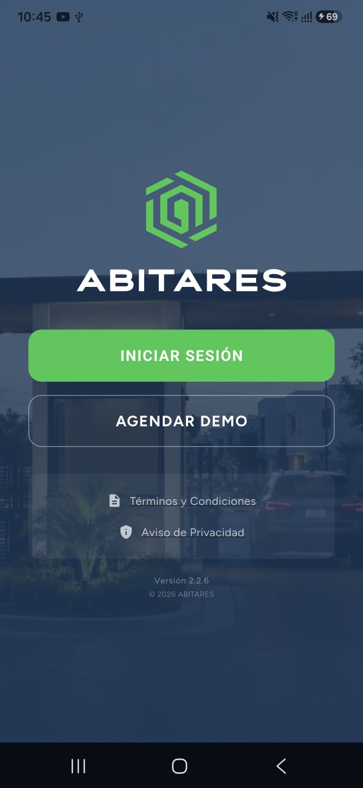 Pantalla de acceso de ABITARES