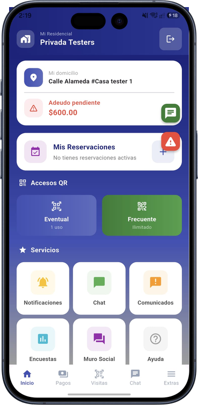 ABITARES: pantalla de inicio